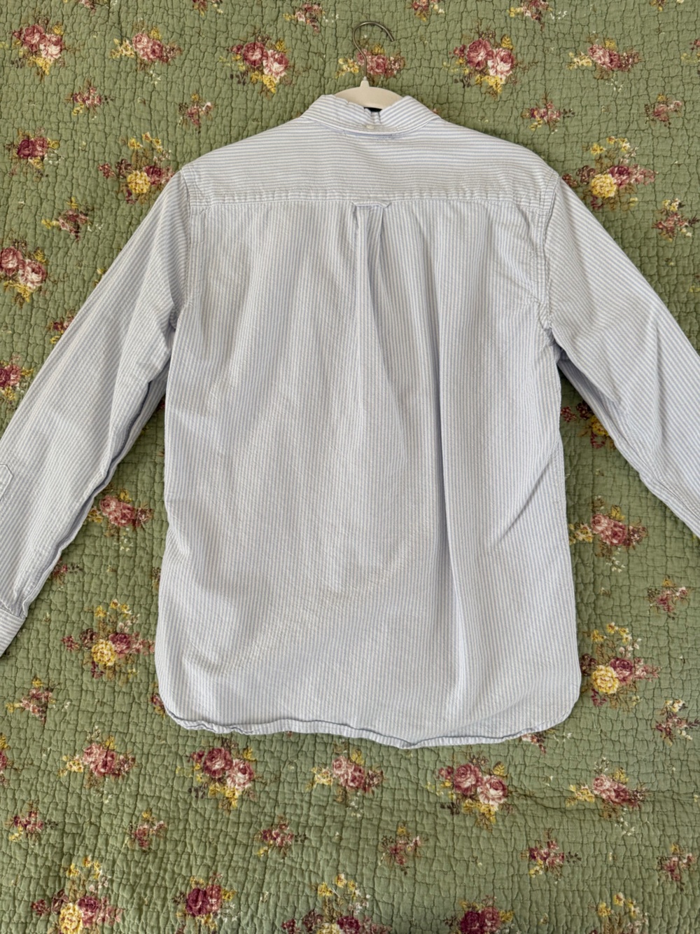 Brandy Melville Light Blue and White Striped Button Down Shirt